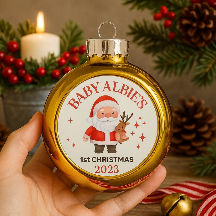 santa christmas personalised bauble