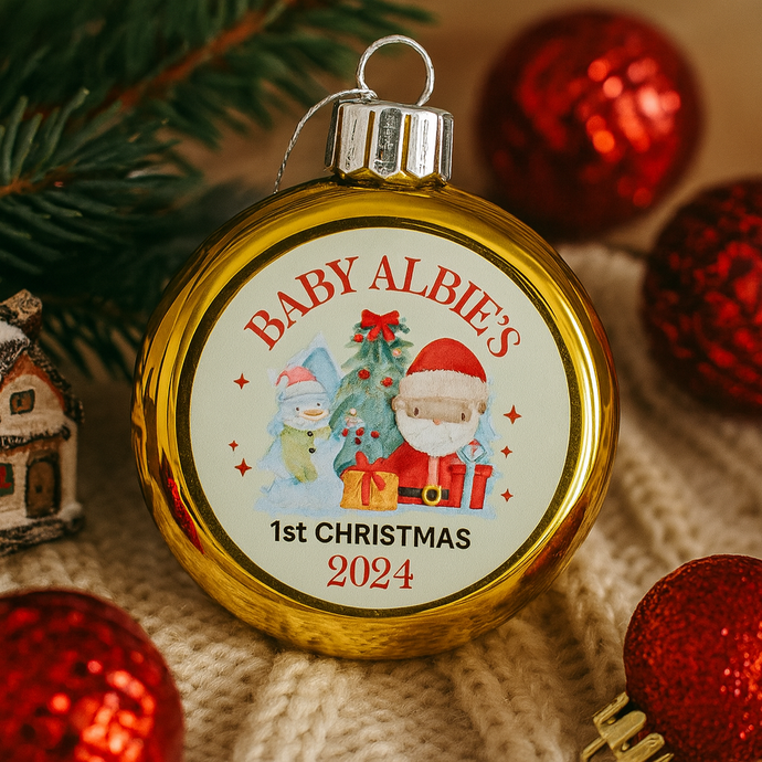 Baby’s First Christmas Bauble 2025 – Personalised Ornament Keepsake gift