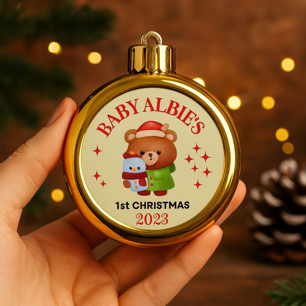 Baby’s personalised First Christmas Bauble 2025 – Ornament Keepsake gift