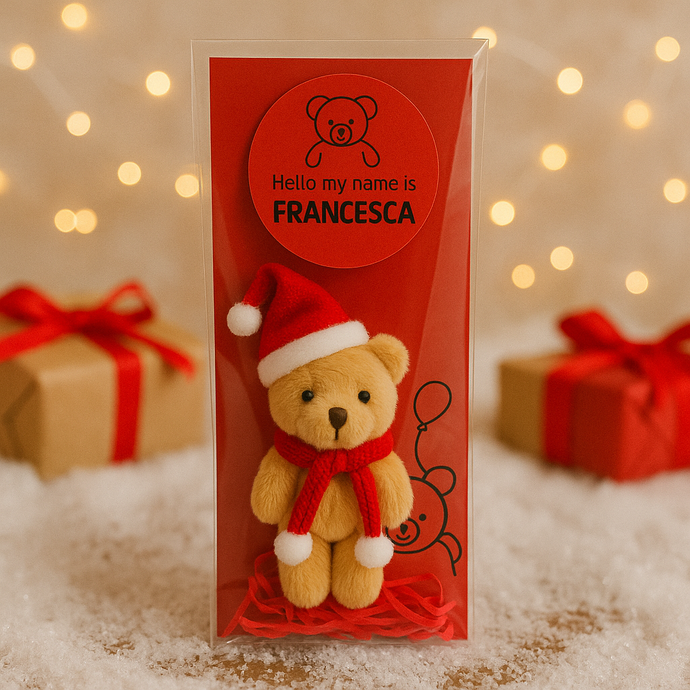 Small Jointed Teddy Bear with Personalised Name – Christmas Gift