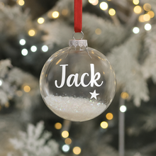 Luxury Personalised acrylic shatterproof Christmas Bauble Ornament with Name Star, Glitter Filled & gift boxed