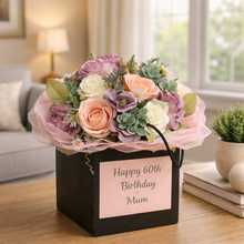 personalised Faux Floral Arrangement, Keepsake Gift Box, Ready Made Gift with Tissue Wrap