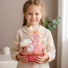 Mini Pamper Hamper Gift Basket – Bath Bomb, Soap Roses, Teddy Flannel – Ready Wrapped Gift for Her, Mum, Birthday or Thank You