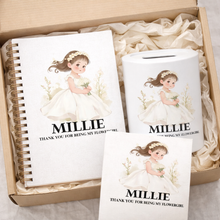 Personalised Flowergirl Money Box and Notebook – Thank You Gift for Flower Girl