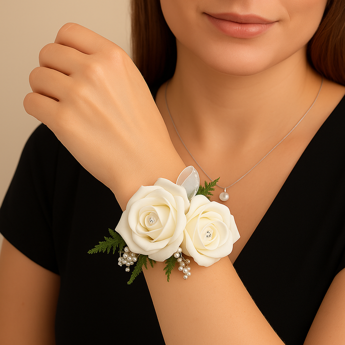 ivory rose wrist corsage