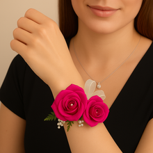 wrist corsage - features artificial foam roses (choice of over 35 colours)