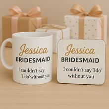 personalise bridesmaid mug and coaster