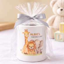 Personalised  Boy's Money Box - safari animal gift