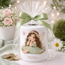 Money Box, personalised with childs name - Enchanted fairy Gift for Girls Piggy Bank