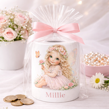 Fairy Money Box, personalised with childs name - Enchanted Gift for Girls Piggy Bank