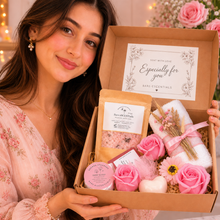 Relax & Restore Pamper Box, Self Care Gift Set for Her, Shower Steamer, Soap, Bath Salts & Flannel