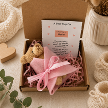Personalised Bear Hug Gift with Keyring Teddy, Pocket Hug, Small Letterbox Gift, Thinking of You, Comfort Gift
