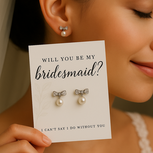 Pearl and crystal bow earrings -will you be my bridesmaid proposal