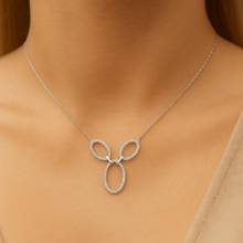 Simulated Diamond Necklace in Rhodium Plated Sterling Silver