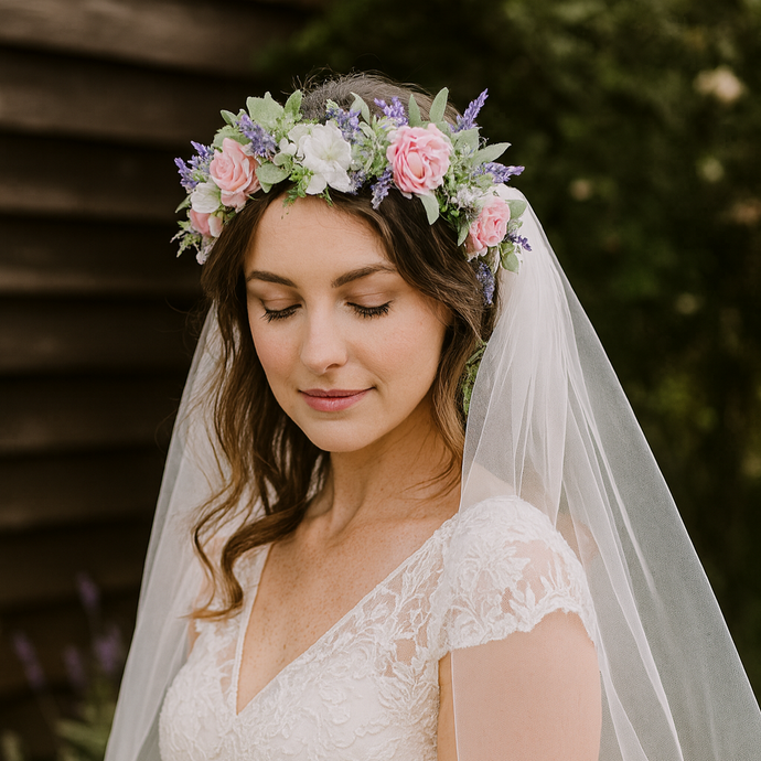 HALF PRICE - a flower crown of pink and lilac flowers