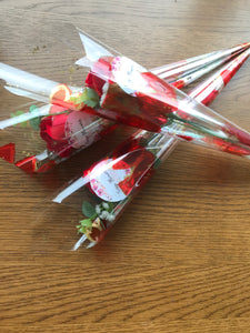 Single red Rose cello wrap