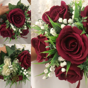 A bouquet collection featuring silk roses in a choice of colours and sizes