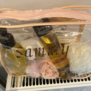 Pamper hamper of bath and body items