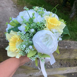 Wedding bouquet collection of artificial Yellow daffodils, narcissus and peonies