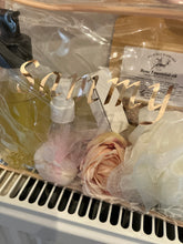 Pamper hamper of bath and body items