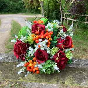Autumn Elegance: Handcrafted Faux Silk Bridal Bouquet