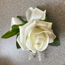A teardrop bouquet of navy and ivory artificial roses flowers