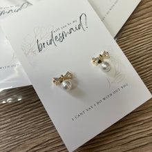 Pearl and crystal bow earrings -will you be my bridesmaid proposal