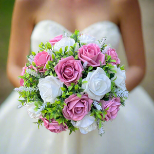 A wedding bouquet collection of foam roses in a choice of rose colour