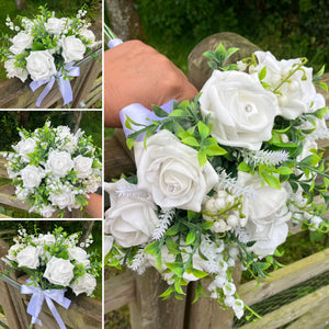 white rose wedding bouquet
