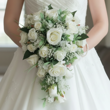 A collection of wedding bouquets featuring faux flowers (available in a range of colours)