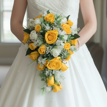 A collection of wedding bouquets featuring faux flowers (available in a range of colours)