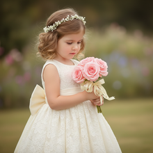 a bridesmaid posy of pink artificial faux silk open roses