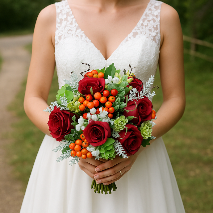 autumn artificial wedding bouquet for bride or bridesmaids