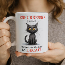 black cat ceramic mug and notebook - Espurrresso yourself funny cat n' coffee slogan