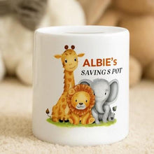 Personalised  Boy's Money Box - safari animal gift