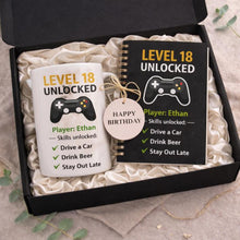 Personalised 18th Birthday Mug and Notebook Gift Set, Level 18 Unlocked Gamer Gift, Custom 18th Birthday Present for Son Brother or Friend