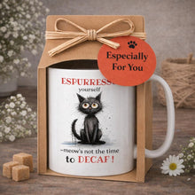 black cat ceramic mug and notebook - Espurrresso yourself funny cat n' coffee slogan