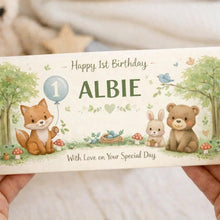 1st Birthday personalised Money Envelope | Baby custom money Gift Holder | woodland animals