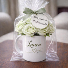 Personalised Mug Flower Gift | Artificial Flower Arrangement in Mug | Custom Name Gift | Birthday, New Baby, New Home Gift Idea