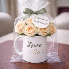 Personalised Mug Flower Gift | Artificial Flower Arrangement in Mug | Custom Name Gift | Birthday, New Baby, New Home Gift Idea