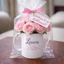 Personalised Mug Flower Gift | Artificial Flower Arrangement in Mug | Custom Name Gift | Birthday, New Baby, New Home Gift Idea