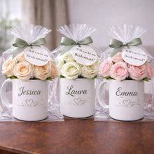 Personalised Mug Flower Gift | Artificial Flower Arrangement in Mug | Custom Name Gift | Birthday, New Baby, New Home Gift Idea