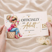 18th Birthday Card Money Envelope, Officially an Adult Card, Funny 18th Gift Card Holder Stylish 18 Today Design
