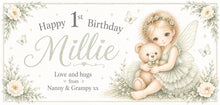 Personalised Fairy 1st Birthday Card, Baby Girl First Birthday Card, Pink & Sage Fairy Design, Granddaughter Birthday Card, Keepsake Card