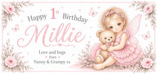 Personalised Fairy 1st Birthday Card, Baby Girl First Birthday Card, Pink & Sage Fairy Design, Granddaughter Birthday Card, Keepsake Card