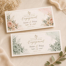 Personalised Engagement money envelope, Floral Engagement Card, Sage Green or Blush Congratulations Card, Custom Names Engagement Gift