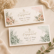 Personalised Engagement money envelope, Floral Engagement Card, Sage Green or Blush Congratulations Card, Custom Names Engagement Gift