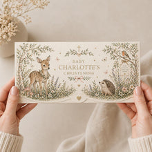 Woodland Christening Money Envelope Personalised | Baby Gift Envelope DL Size | Neutral Watercolour Animal Design | Ivory Linen Card