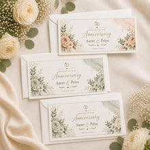 Personalised Anniversary Money Envelope, Floral Ivory Sage or Pink Cash Envelope, Wedding Anniversary Gift for Couple, Custom Names