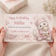 Personalised 1st Birthday Money Envelope | Custom Baby money Gift Holder | pink Baby girl Card